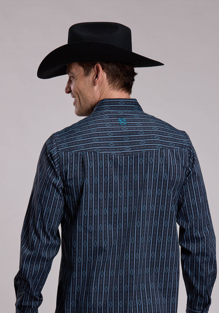 MENS ROPER AZTEC STRIPE PRINT WESTERN SNAP SHIRT