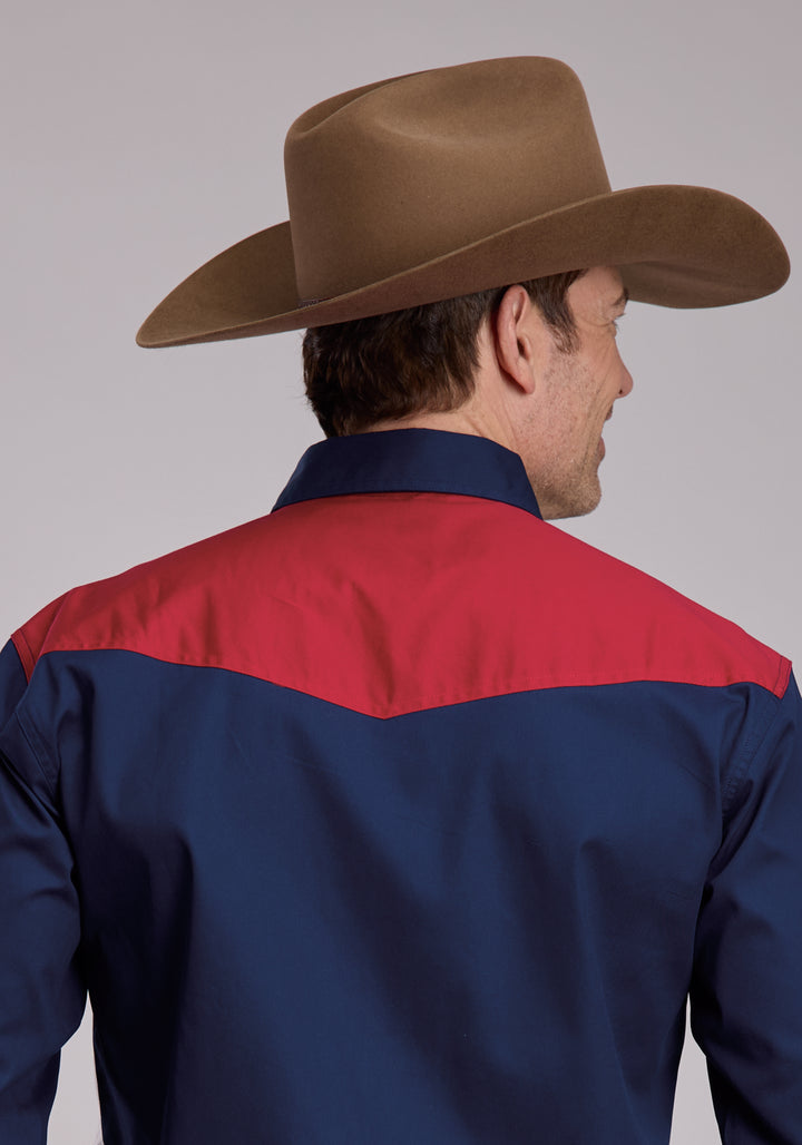 MENS ROPER VERTICAL STARS AND STRIPE PRINT WESTERN SNAP SHIRT