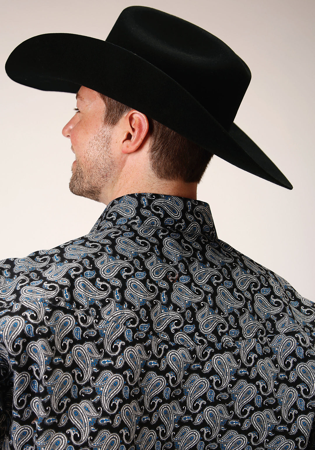 MENS LONG SLEEVE SNAP STARRY NIGHT PAISLEY WESTERN SHIRT