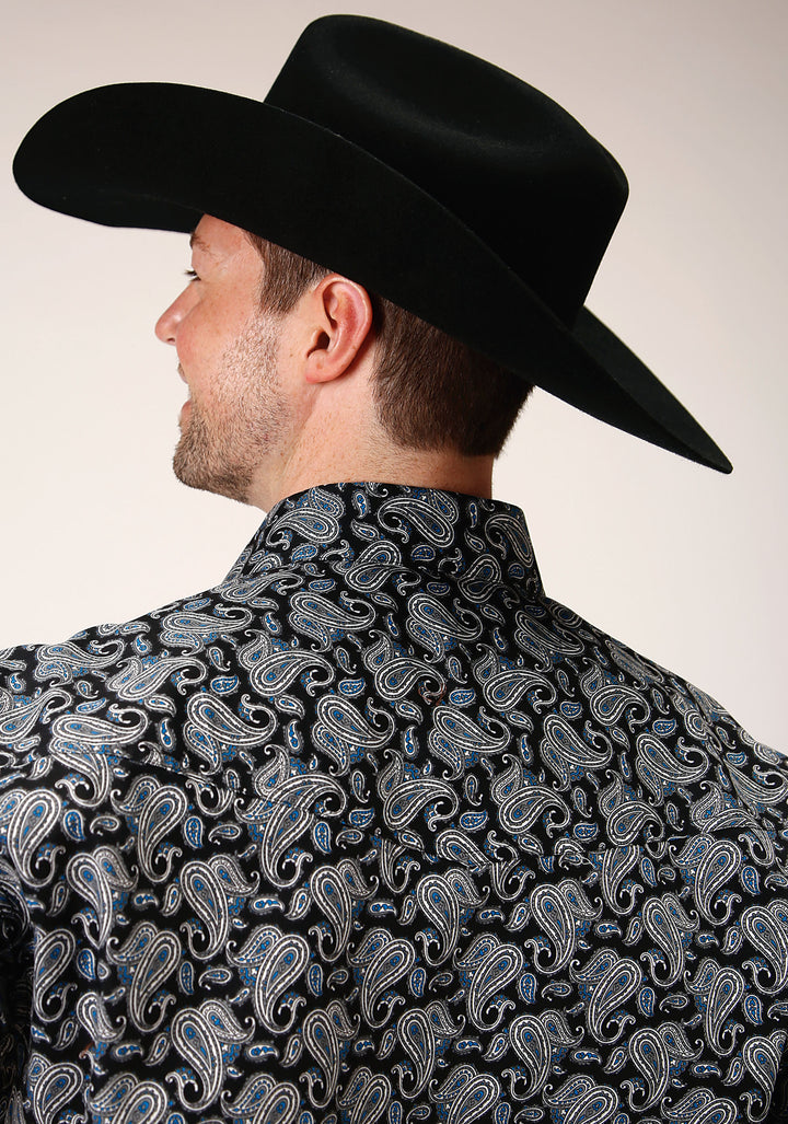 MENS LONG SLEEVE SNAP STARRY NIGHT PAISLEY WESTERN SHIRT