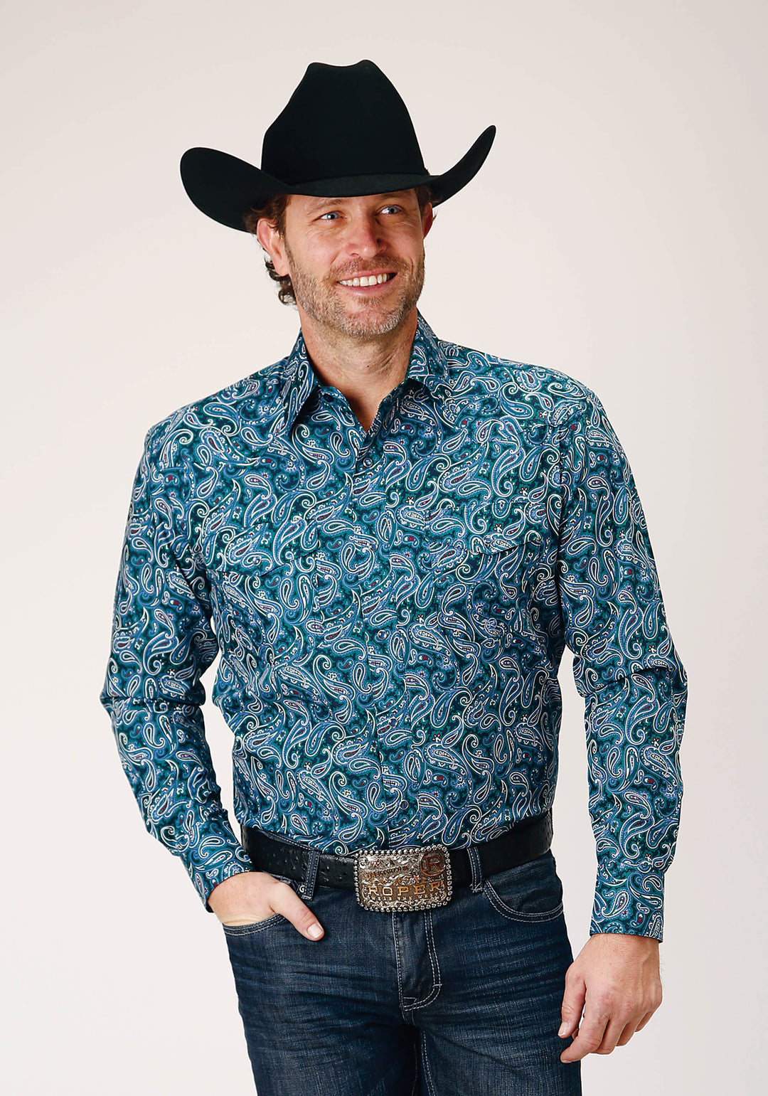 MENS LONG SLEEVE SNAP CANYON PAISLEY WESTERN SHIRT