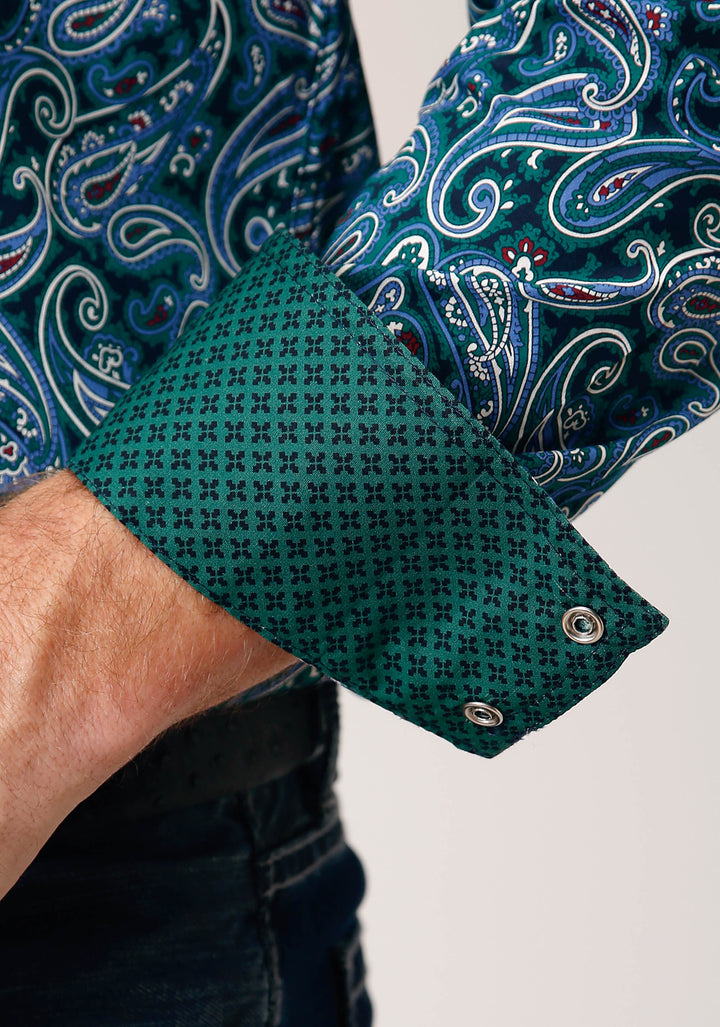 MENS LONG SLEEVE SNAP CANYON PAISLEY WESTERN SHIRT