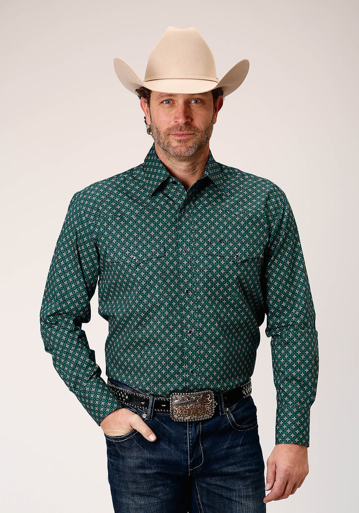 MENS LONG SLEEVE SNAP CROSHORT SLEEVE WALK FOULARD WESTERN SHIRT