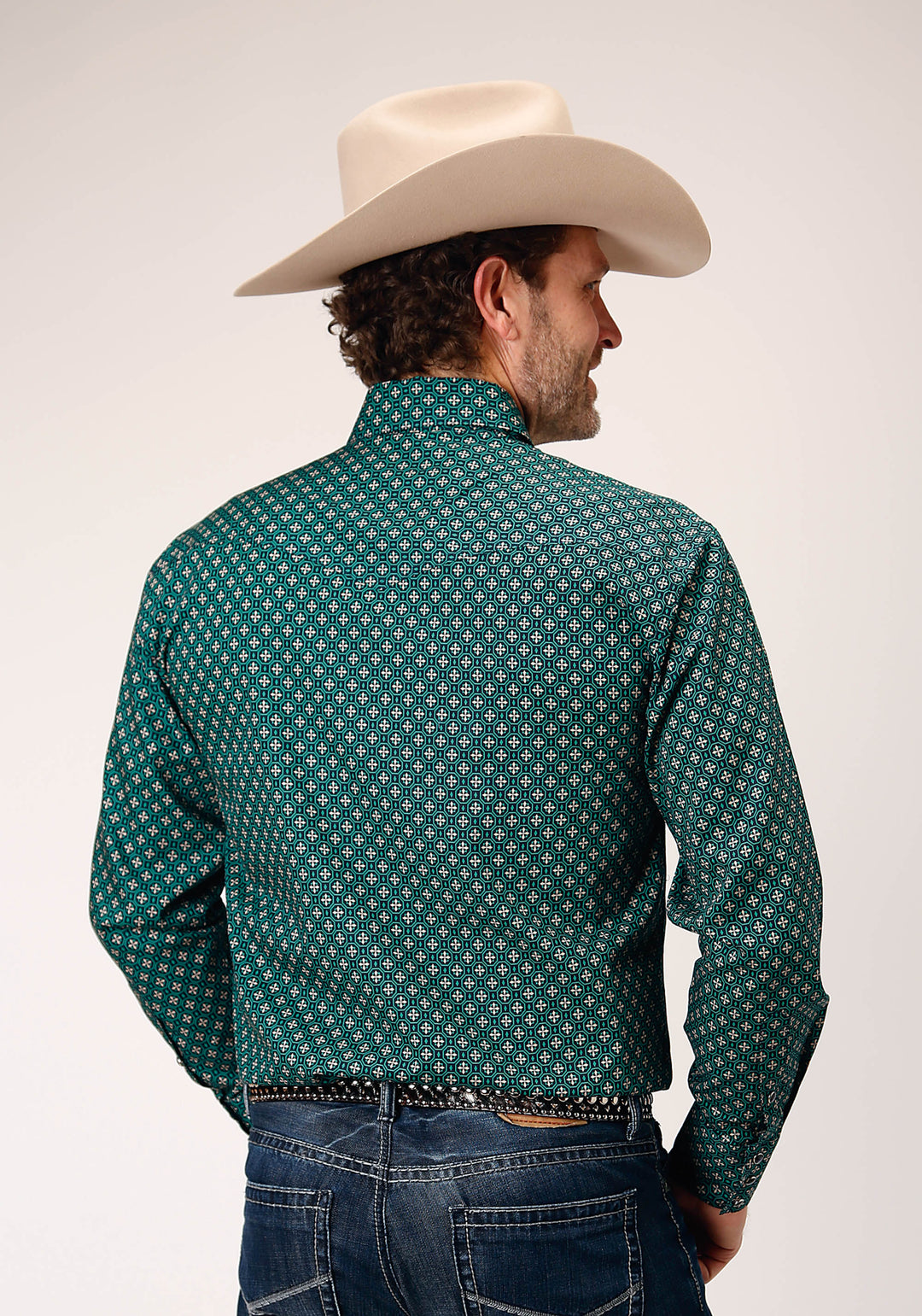 MENS LONG SLEEVE SNAP CROSHORT SLEEVE WALK FOULARD WESTERN SHIRT