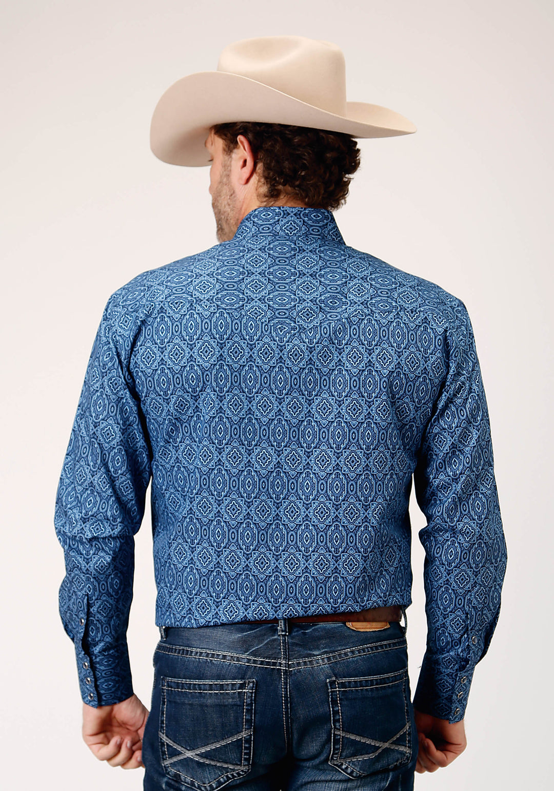 MENS LONG SLEEVE SNAP MEDALLION PAISLEY WESTERN SHIRT