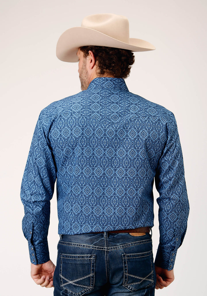 MENS LONG SLEEVE SNAP MEDALLION PAISLEY WESTERN SHIRT