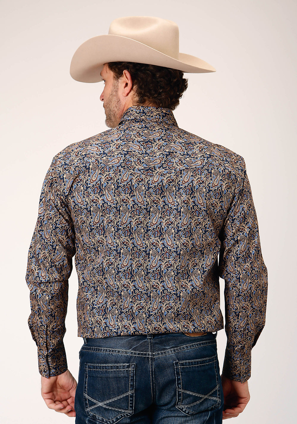 MENS LONG SLEEVE SNAP VINTAGE PAISLEY WESTERN SHIRT