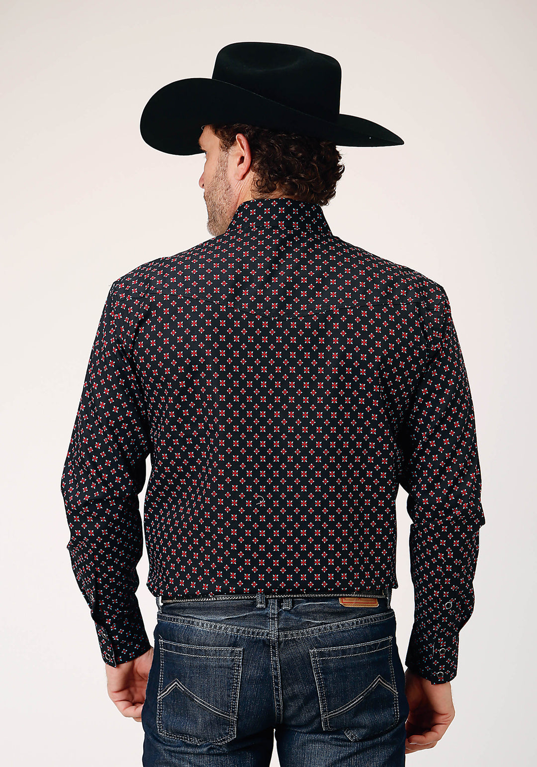 MENS LONG SLEEVE SNAP COTTAGE FOULARD WESTERN SHIRT