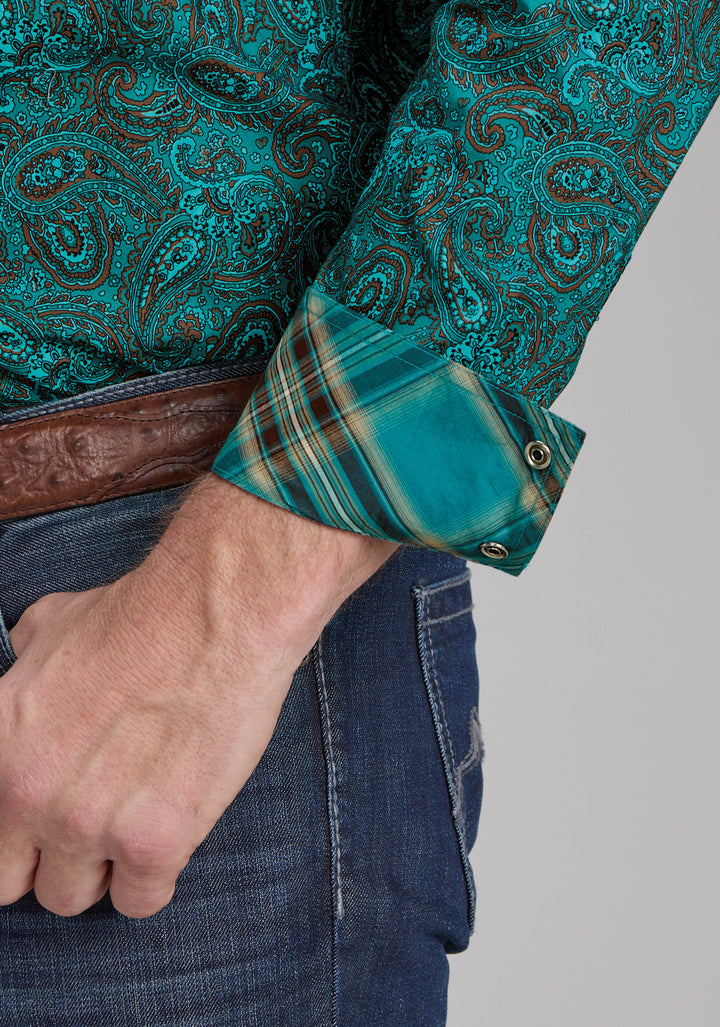 MENS MALLARD PAISLEY LONG SLEEVE SNAP WESTERN SHIRT
