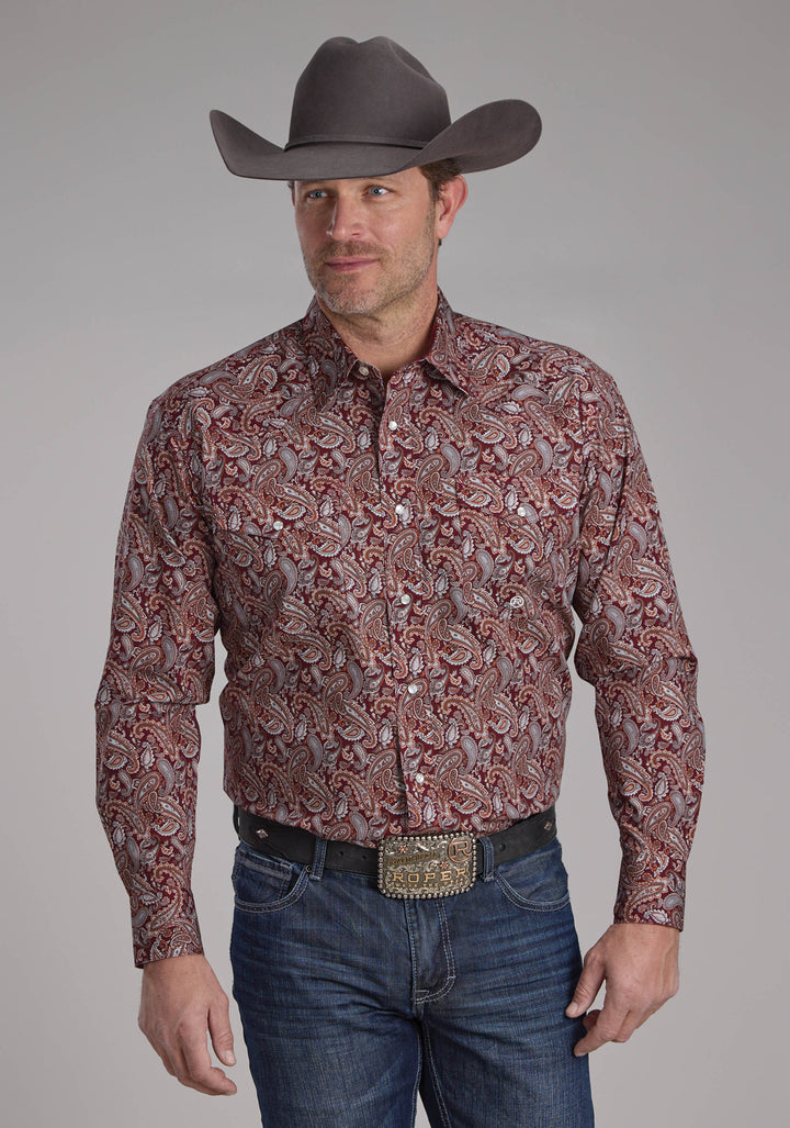 MENS SANGRIA PAISLEY LONG SLEEVE SNAP WESTERN SHIRT