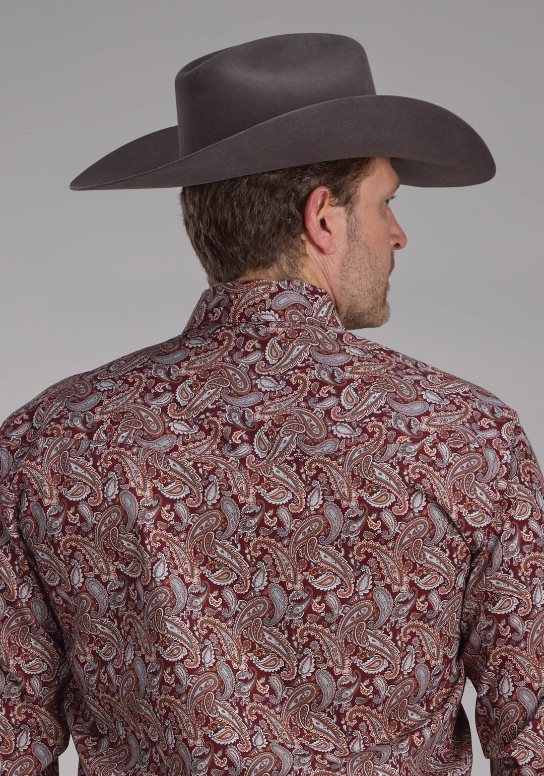 MENS SANGRIA PAISLEY LONG SLEEVE SNAP WESTERN SHIRT