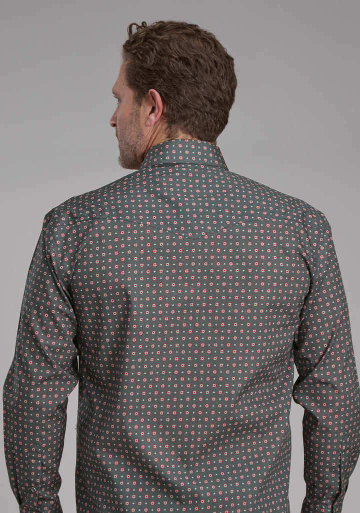 MENS GARNET FOULARD LONG SLEEVE SNAP WESTERN SHIRT