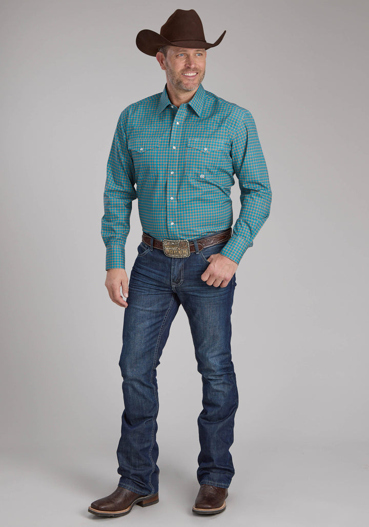MENS CASTILE FOULARD LONG SLEEVE SNAP WESTERN SHIRT