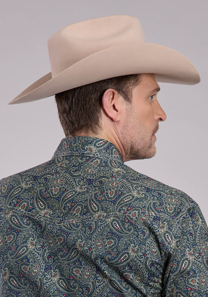 MENS LONG SLEEVE SNAP FOREST PAISLEY WESTERN SHIRT