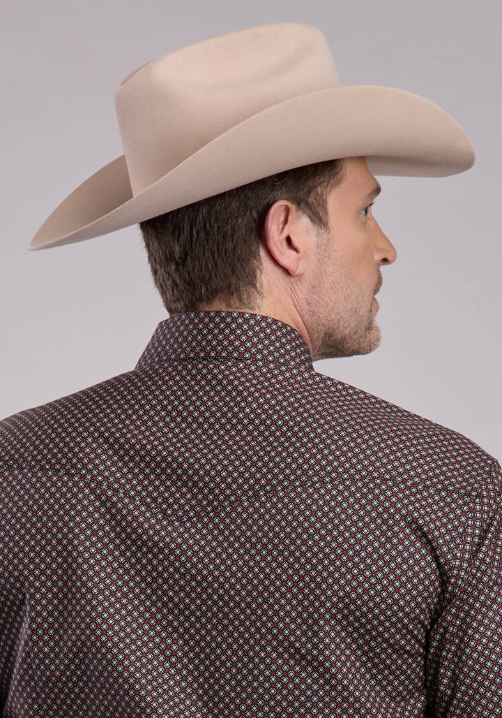 MENS LONG SLEEVE SNAP RED STAR GEO WESTERN SHIRT