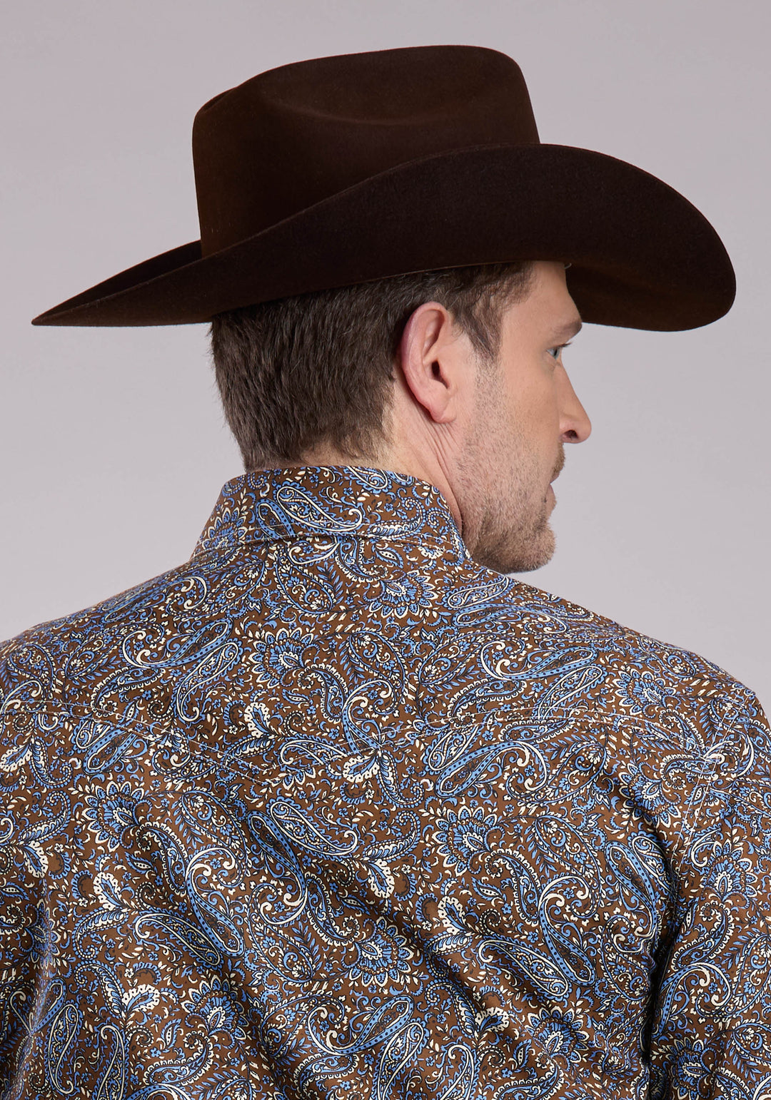 MENS LONG SLEEVE SNAP BLUEBIRD PAISLEY WESTERN SHIRT