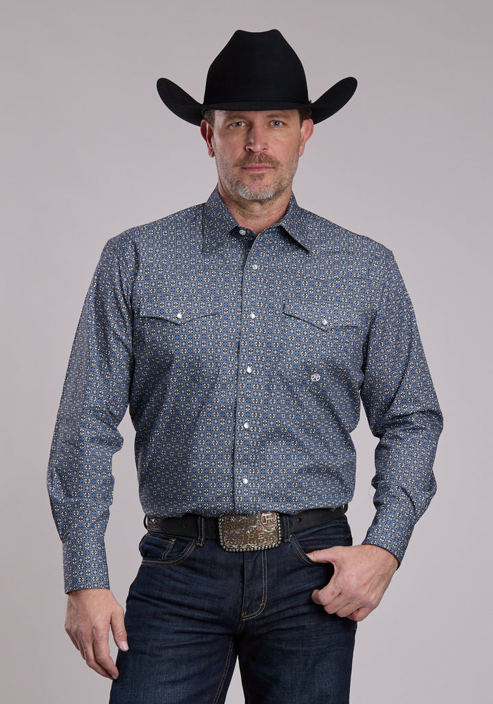 MENS ROPER SILVER FOULARD WESTERN SNAP SHIRT