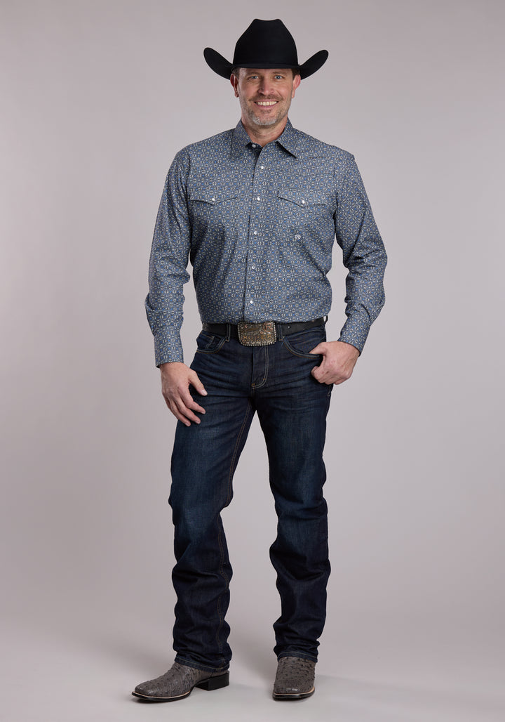 MENS ROPER SILVER FOULARD WESTERN SNAP SHIRT