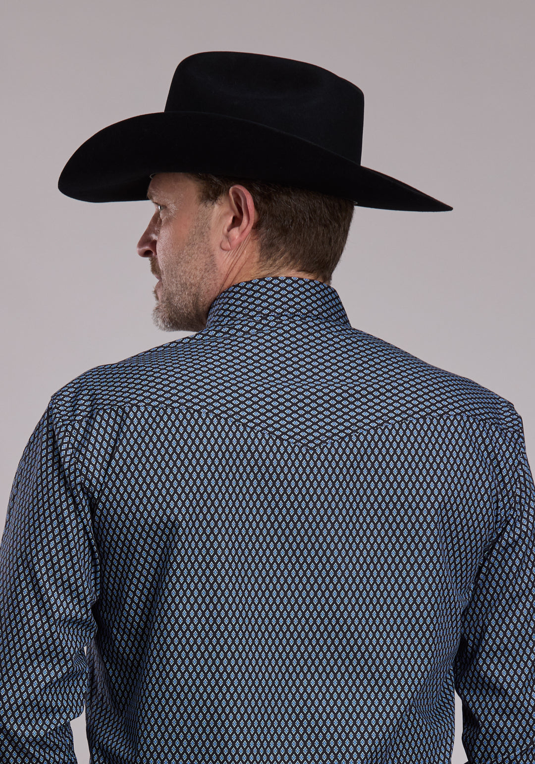 MENS ROPER BLUE DIAMOND GEO WESTERN SNAP SHIRT
