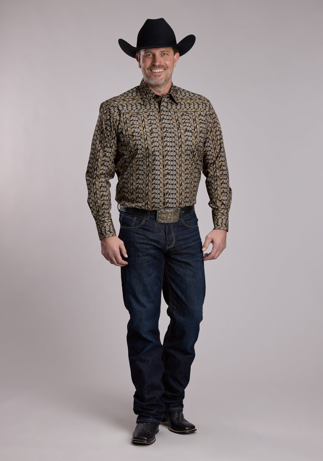 MENS ROPER PAISLEY STRIPE WESTERN SNAP SHIRT