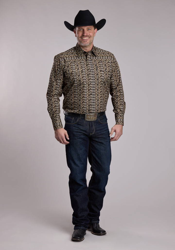 MENS ROPER PAISLEY STRIPE WESTERN SNAP SHIRT