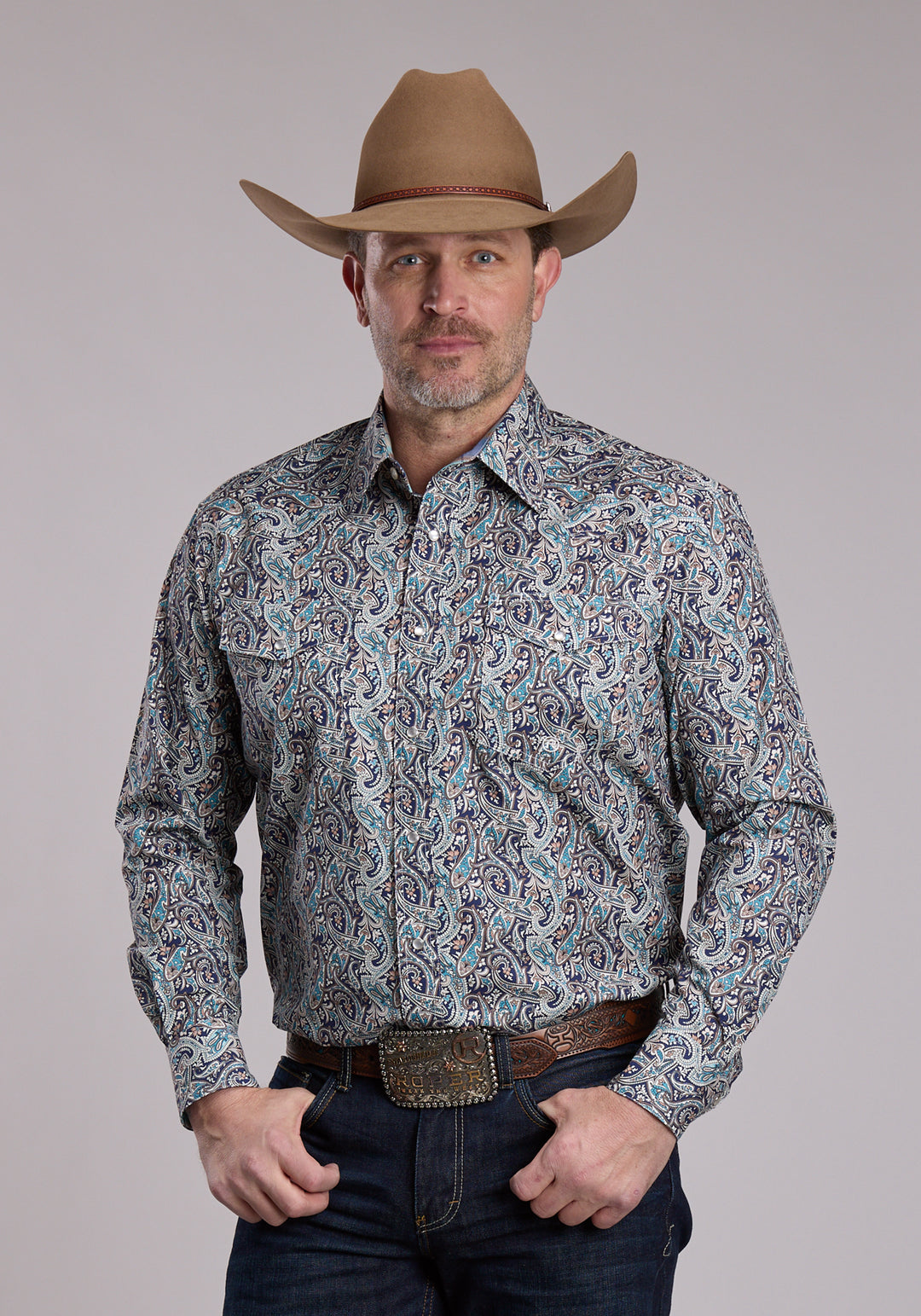 MENS ROPER SAGE RIVER PAISLEY WESTERN SNAP SHIRT