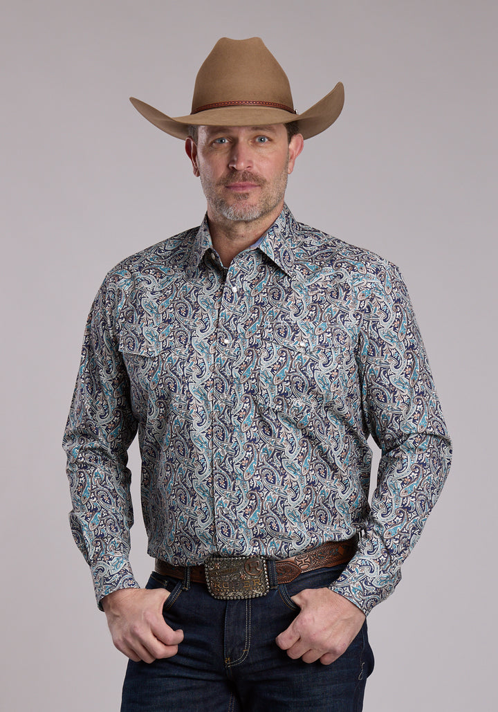 MENS ROPER SAGE RIVER PAISLEY WESTERN SNAP SHIRT