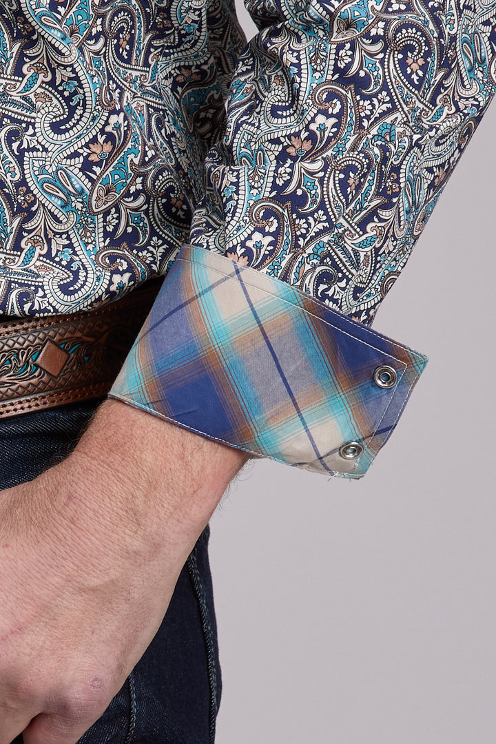 MENS ROPER SAGE RIVER PAISLEY WESTERN SNAP SHIRT
