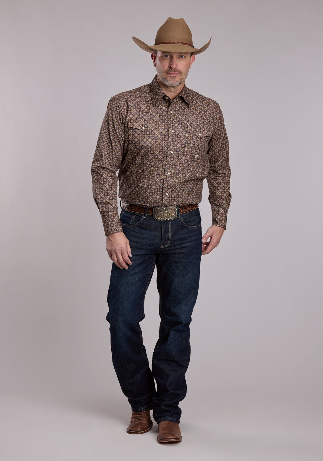 MENS ROPER VINTAGE COPPER FOULARD WESTERN SNAP SHIRT