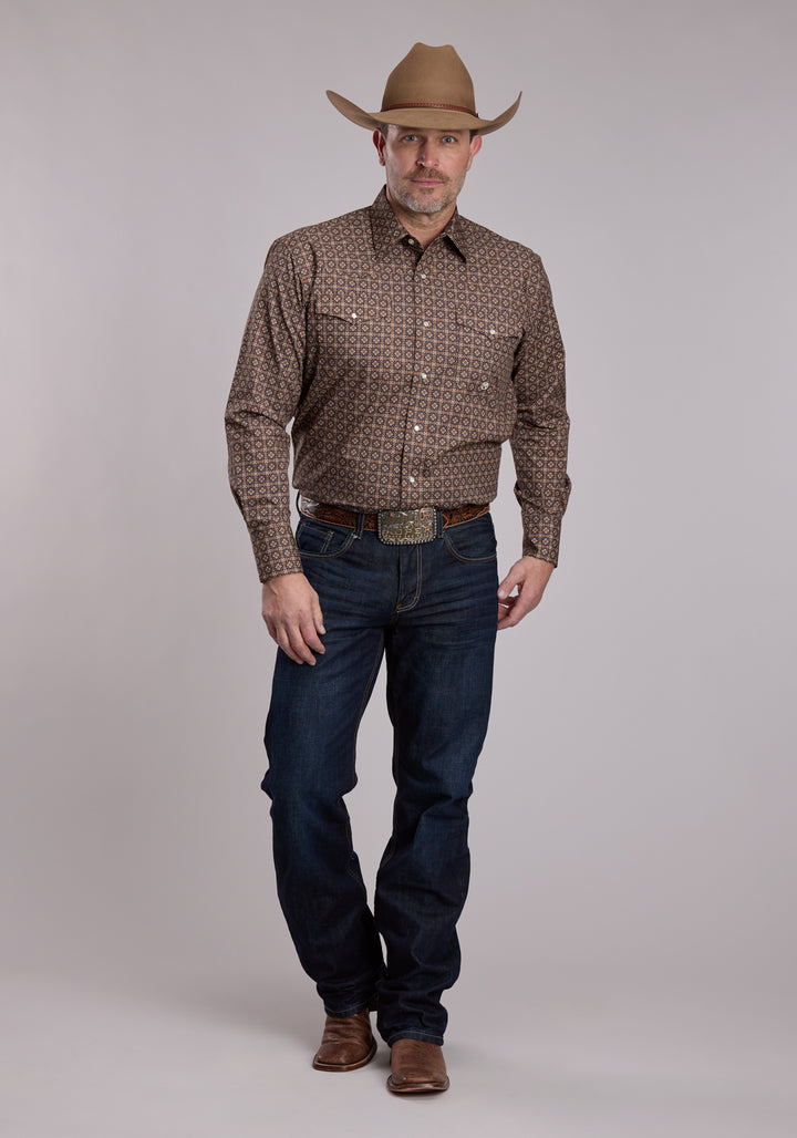 MENS ROPER VINTAGE COPPER FOULARD WESTERN SNAP SHIRT
