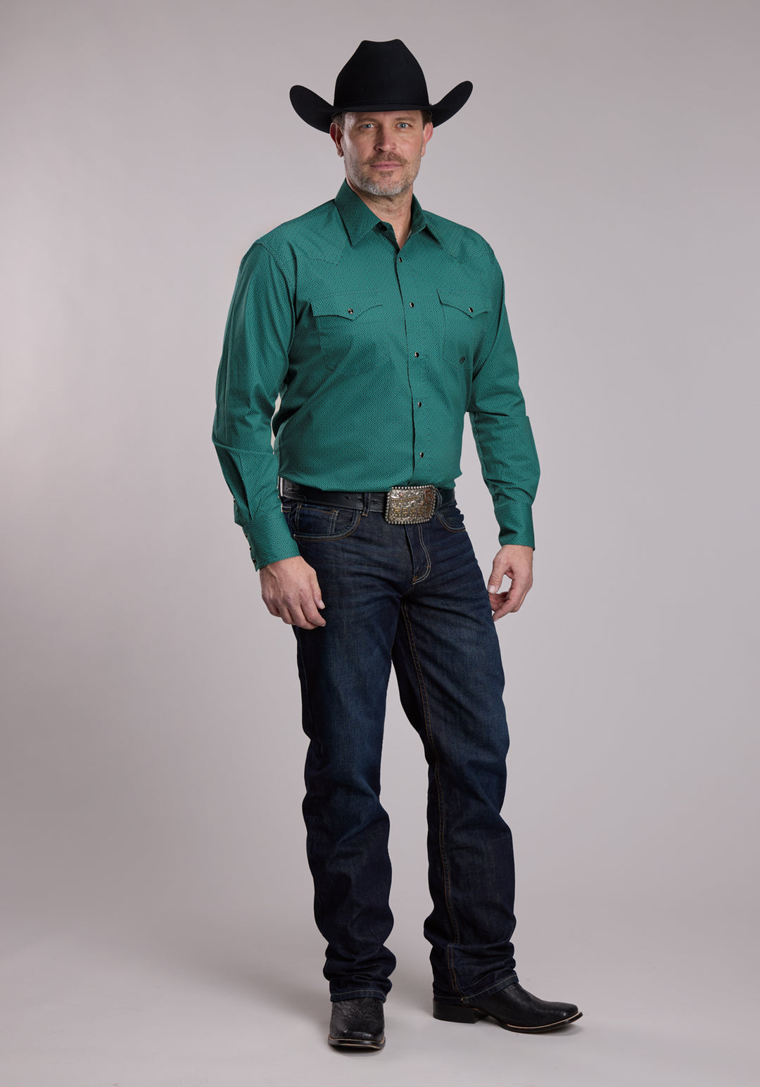 MENS ROPER JADE LATTICE STRETCH WESTERN SNAP SHIRT