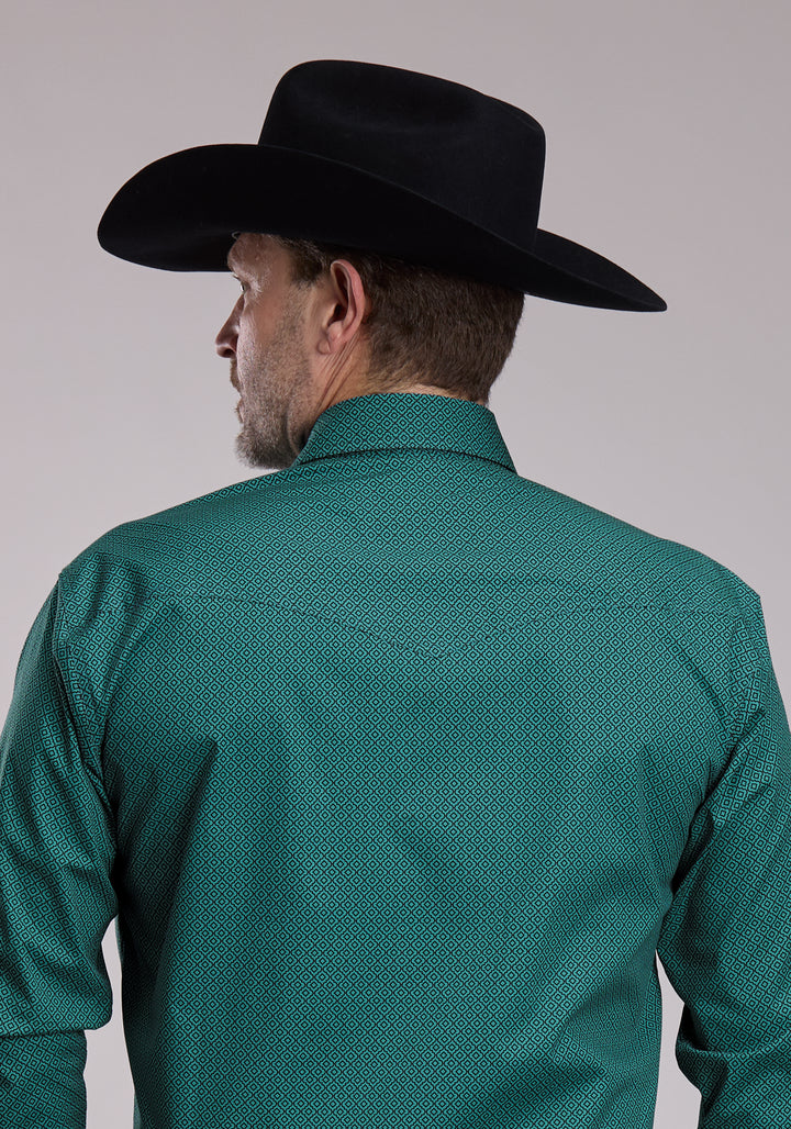 MENS ROPER JADE LATTICE STRETCH WESTERN SNAP SHIRT
