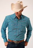 MENS LONG SLEEVE SNAP VICTORIAN FOULARD WESTERN SHIRT