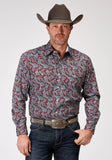 MENS LONG SLEEVE SNAP RED RIVER PAISLEY WESTERN SHIRT