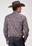 MENS LONG SLEEVE SNAP RED RIVER PAISLEY WESTERN SHIRT