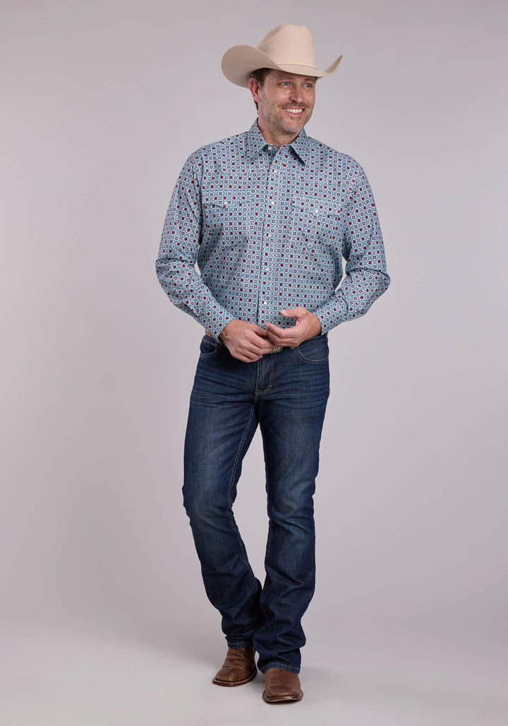 MENS ROPER VINTAGE SCROLL FOULARD LONG SLEEVE SNAP SHIRT