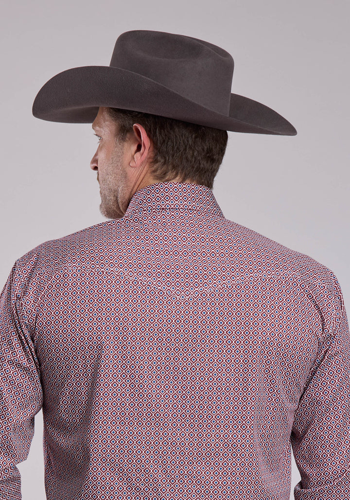 MENS ROPER RED TILE FOULARD LONG SLEEVE SNAP SHIRT