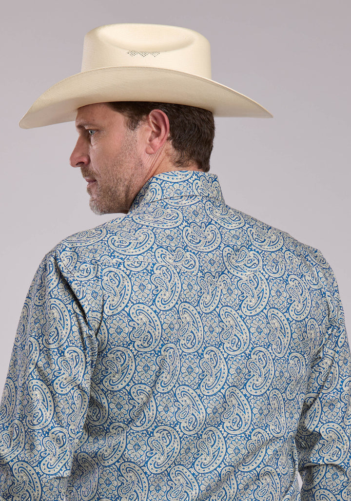 MENS ROPER BLUE LINE PAISLEY LONG SLEEVE SNAP SHIRT