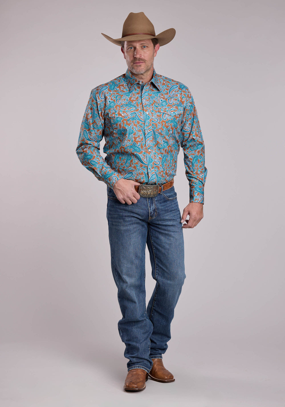 MENS ROPER DESERT SPRING PAISLEY LONG SLEEVE SNAP SHIRT