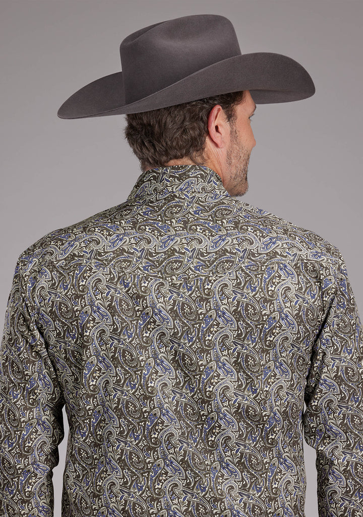 MENS STONE PAISLEY LONG SLEEVE SNAP WESTERN SHIRT