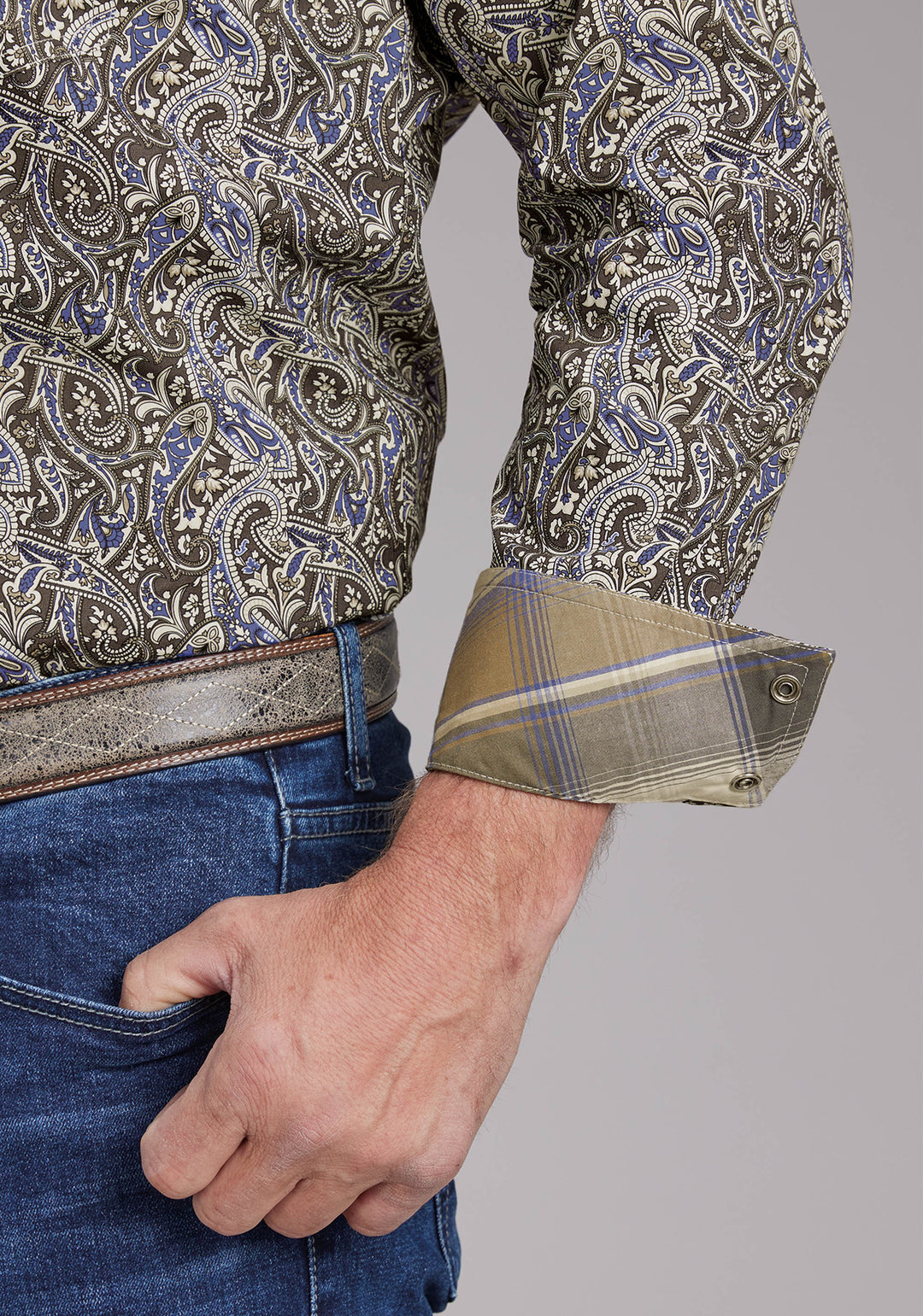 MENS STONE PAISLEY LONG SLEEVE SNAP WESTERN SHIRT