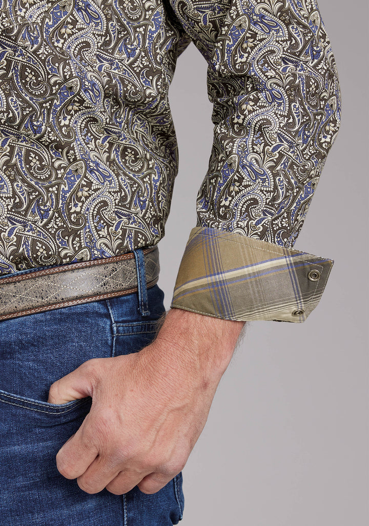 MENS STONE PAISLEY LONG SLEEVE SNAP WESTERN SHIRT