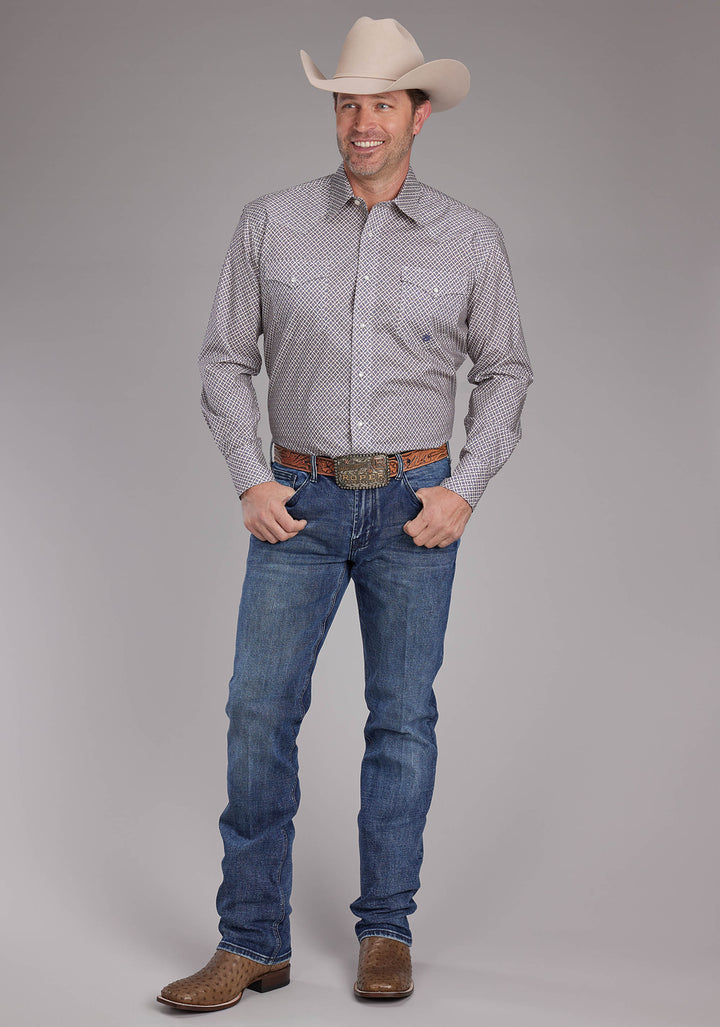 MENS PINWHELL FOULDARD LONG SLEEVE SNAP WESTERN SHIRT