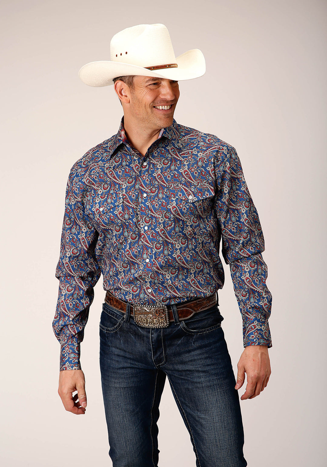 MENS LONG SLEEVE SNAP INDEPENDENCE FOULARD WESTERN SHIRT