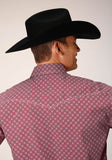 MENS LONG SLEEVE SNAP RED DIAMOND FOULARD WESTERN SHIRT