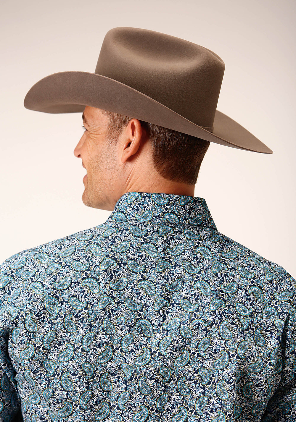 MENS LONG SLEEVE SNAP PEACOCK PAISLEY WESTERN SHIRT