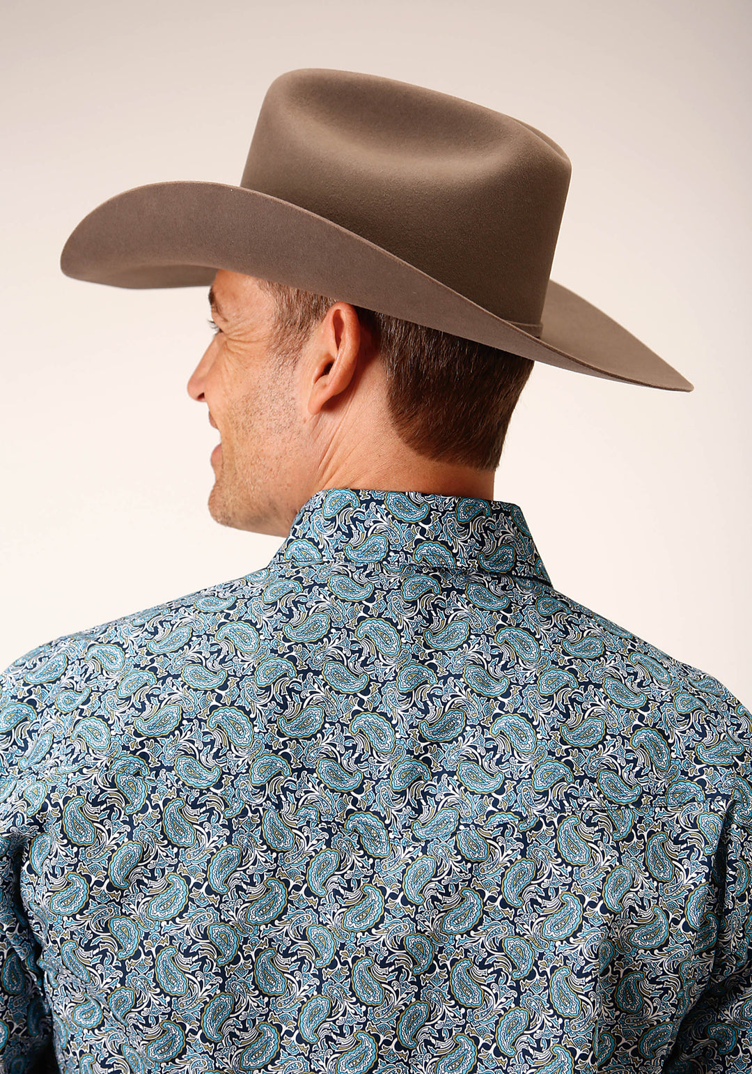 MENS LONG SLEEVE SNAP PEACOCK PAISLEY WESTERN SHIRT