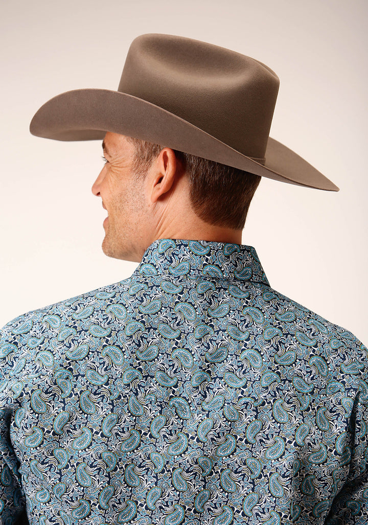 MENS LONG SLEEVE SNAP PEACOCK PAISLEY WESTERN SHIRT