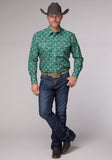 MENS LONG SLEEVE SNAP JADE PAISLEY WESTERN SHIRT