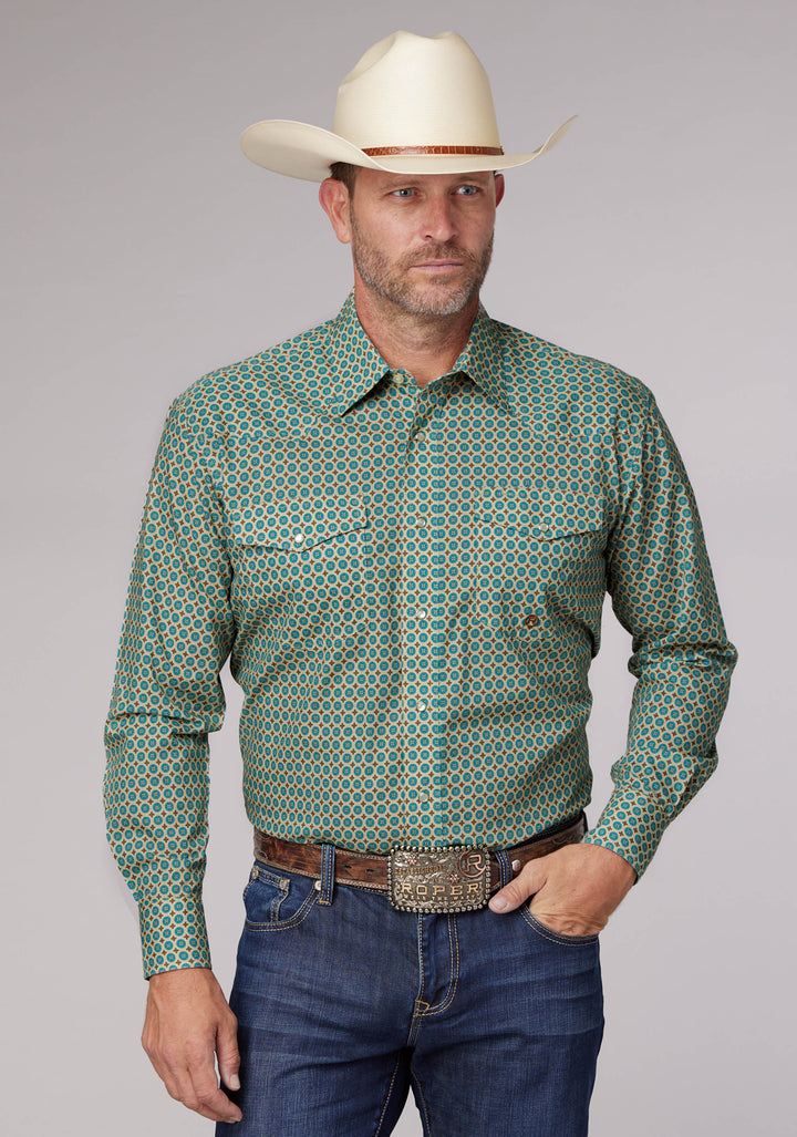 MENS LONG SLEEVE SNAP SEDONA FOULARD PRINT WESTERN SHIRT